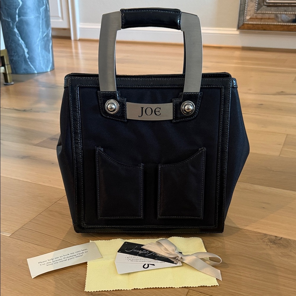 Black and Gray Handbag with Dual Handles by Joseph Nicola